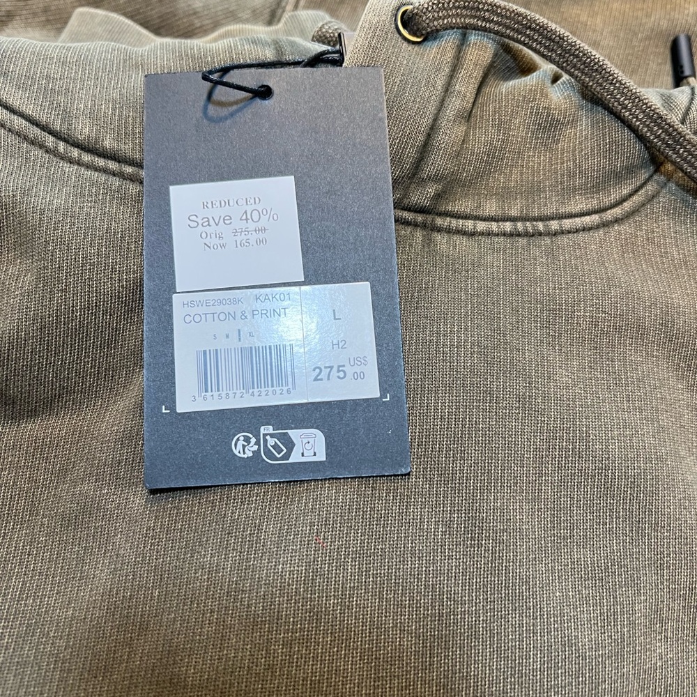 The Kooples What Is Kooples Men's Olive Hoodie vintage look army green M or L - Picture 7 of 10